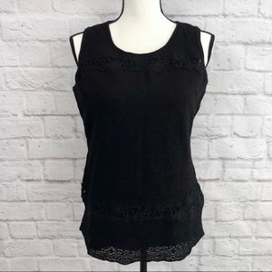 White House Black Market Black Lace Sleeveless Top